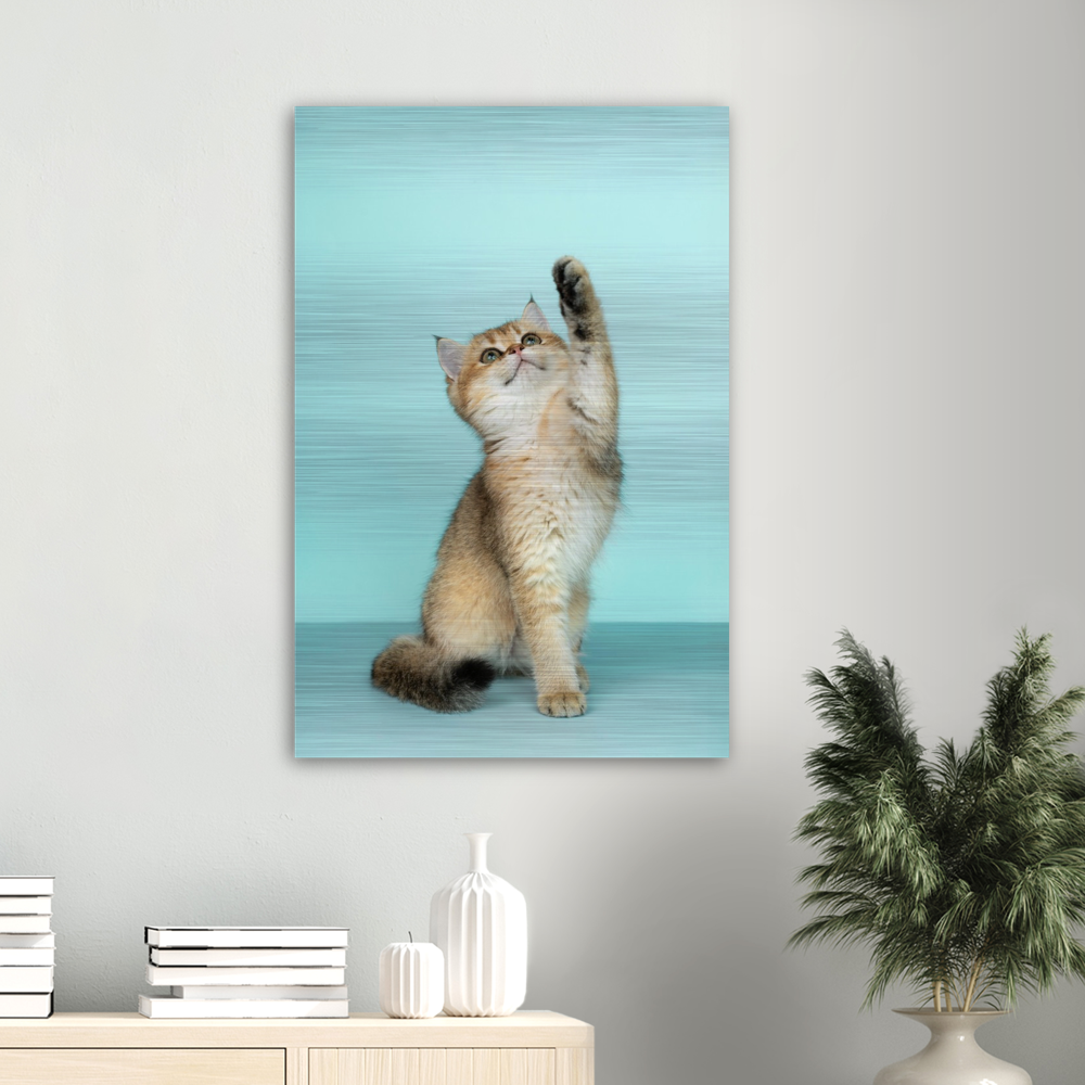 Blue Kitten Paw High Quality Aluminum 24" x 36" Wall Art